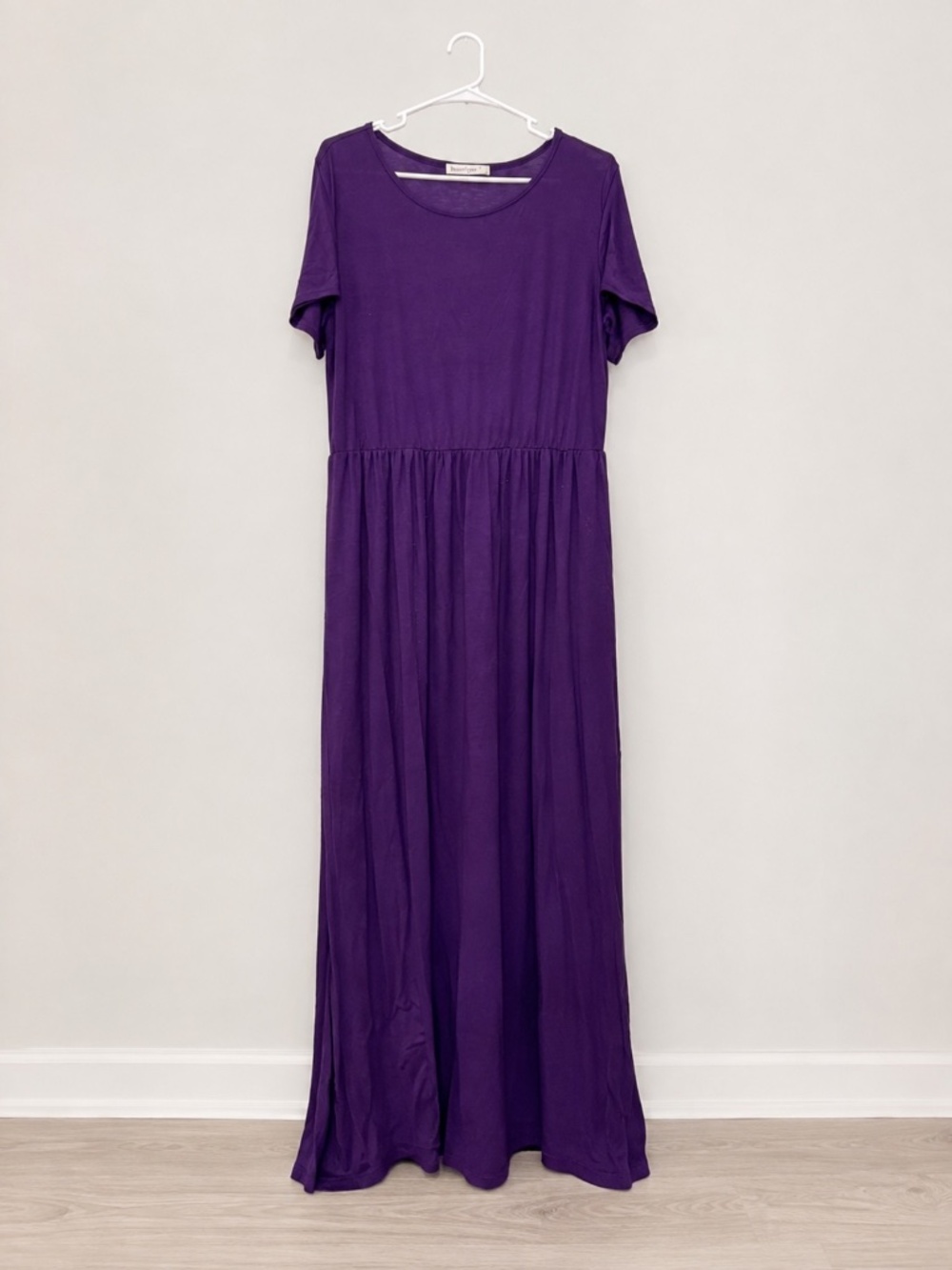 Nemidor Purple Maxi Dress Women's Size 16 Short Sleeve Empire Waist